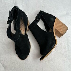 Sole Society‎ Ferris Black Cow Suede Ankle Bootie Cut Out Block Heel Size: 7.5